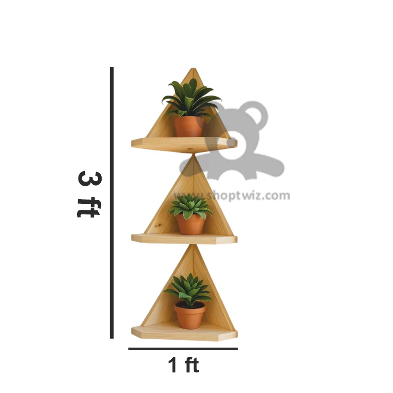 ShopTwiz Wooden Triangle Pot Stand Design - Image 3