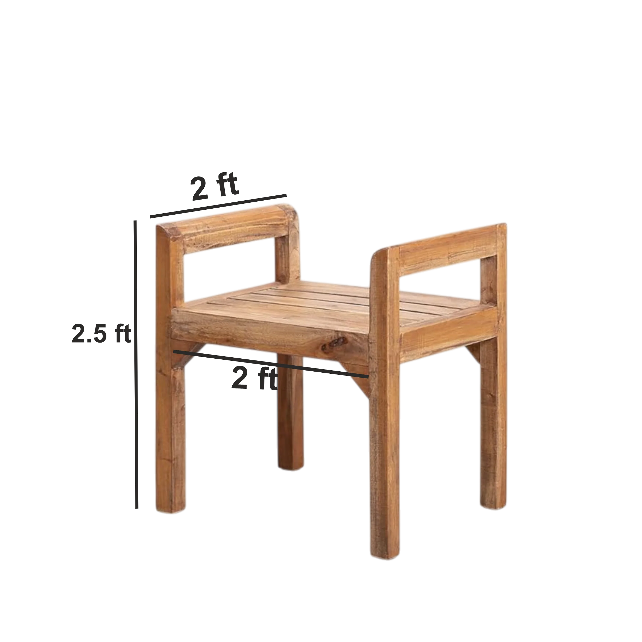 ShopTwiz Woooden Seating Bench with Armrest For Home Living - Image 3
