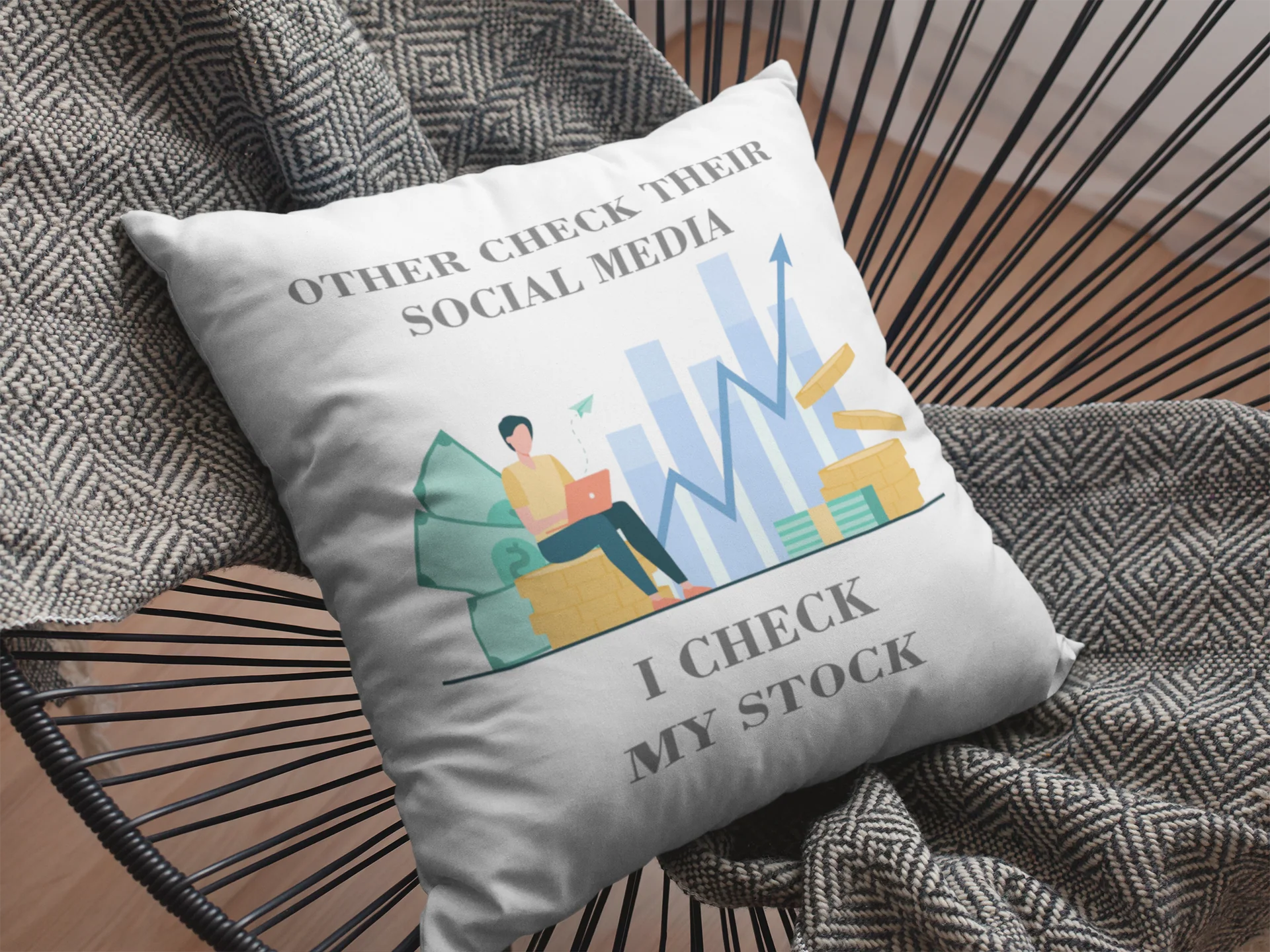 I Check My Stock Printed Cushion - Image 2