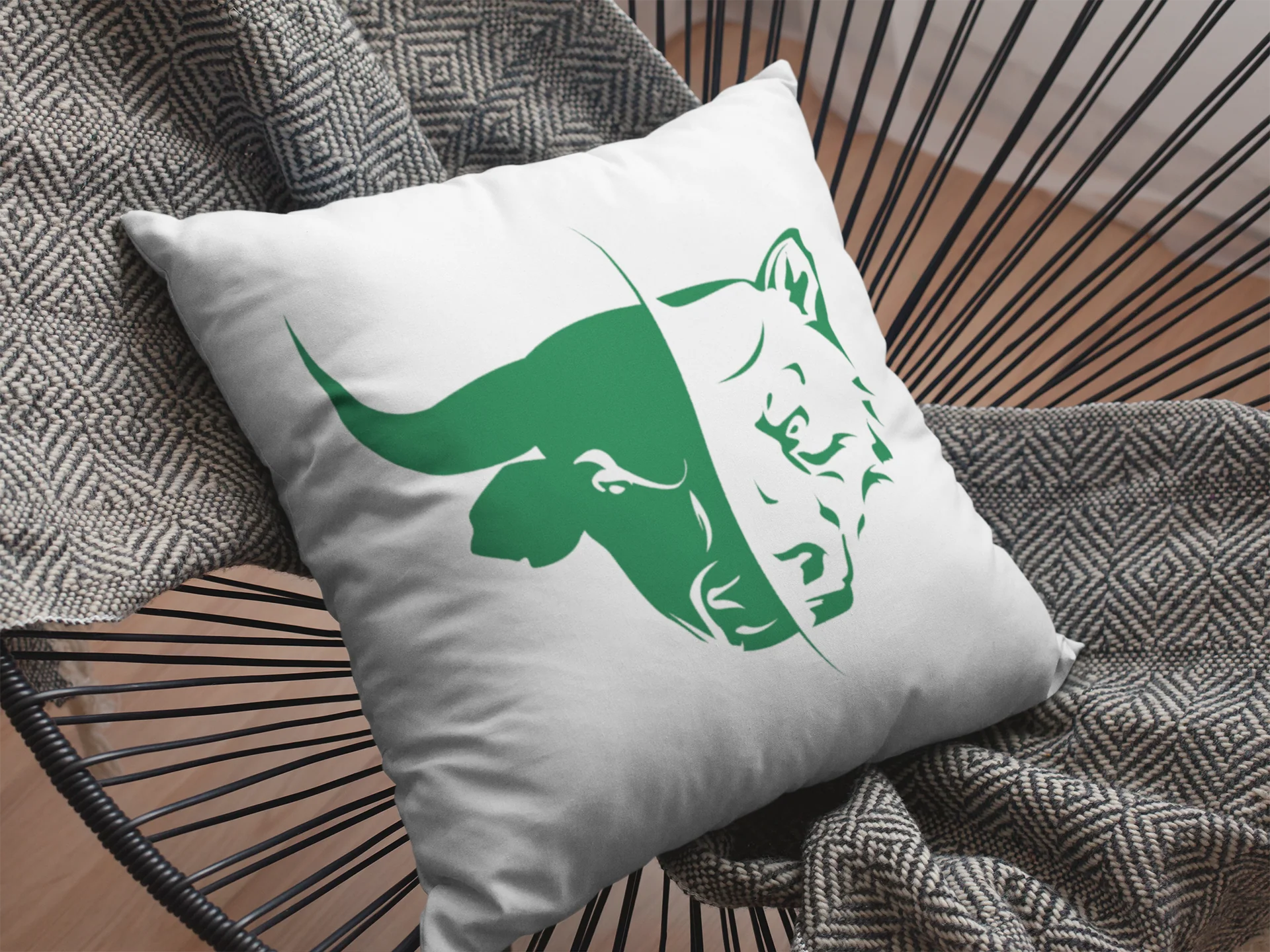 Bull And Bear Printed Cushion - Image 2