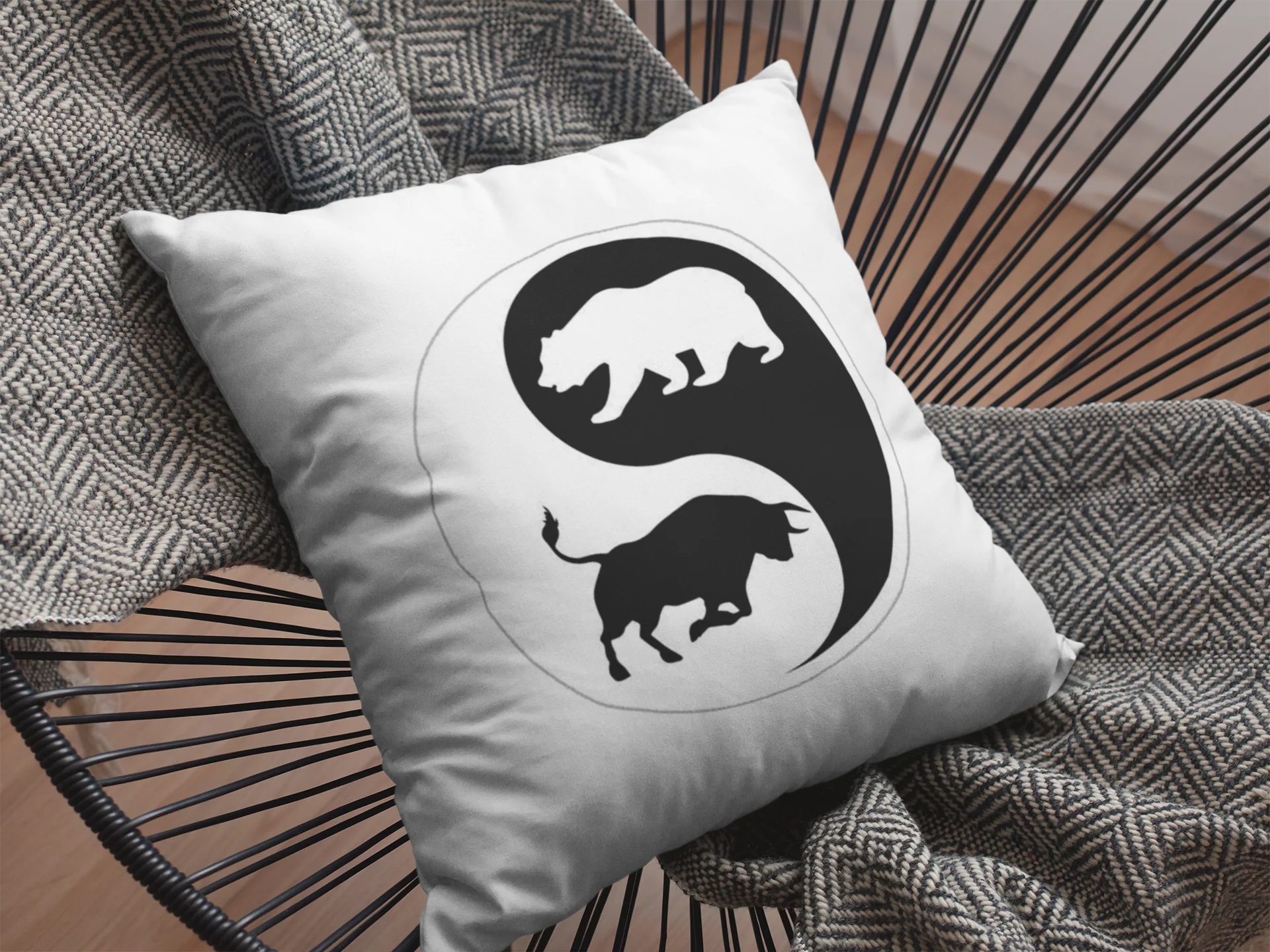 Bull Vs Bear Printed Cushion - Image 2