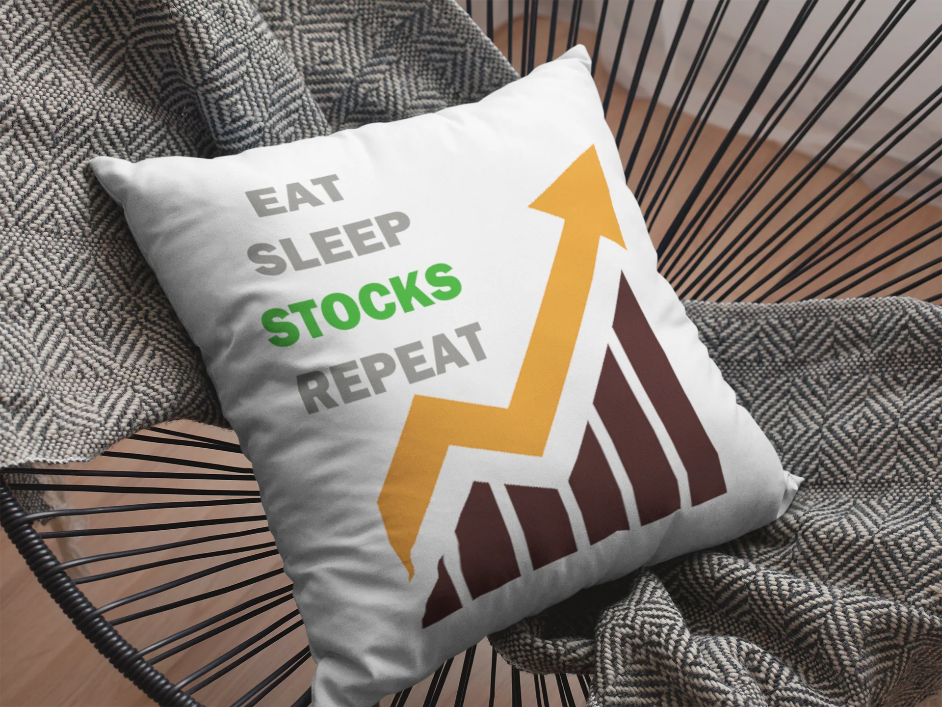 Eat Sleep Stocks Repeat Printed Cushion - Image 2
