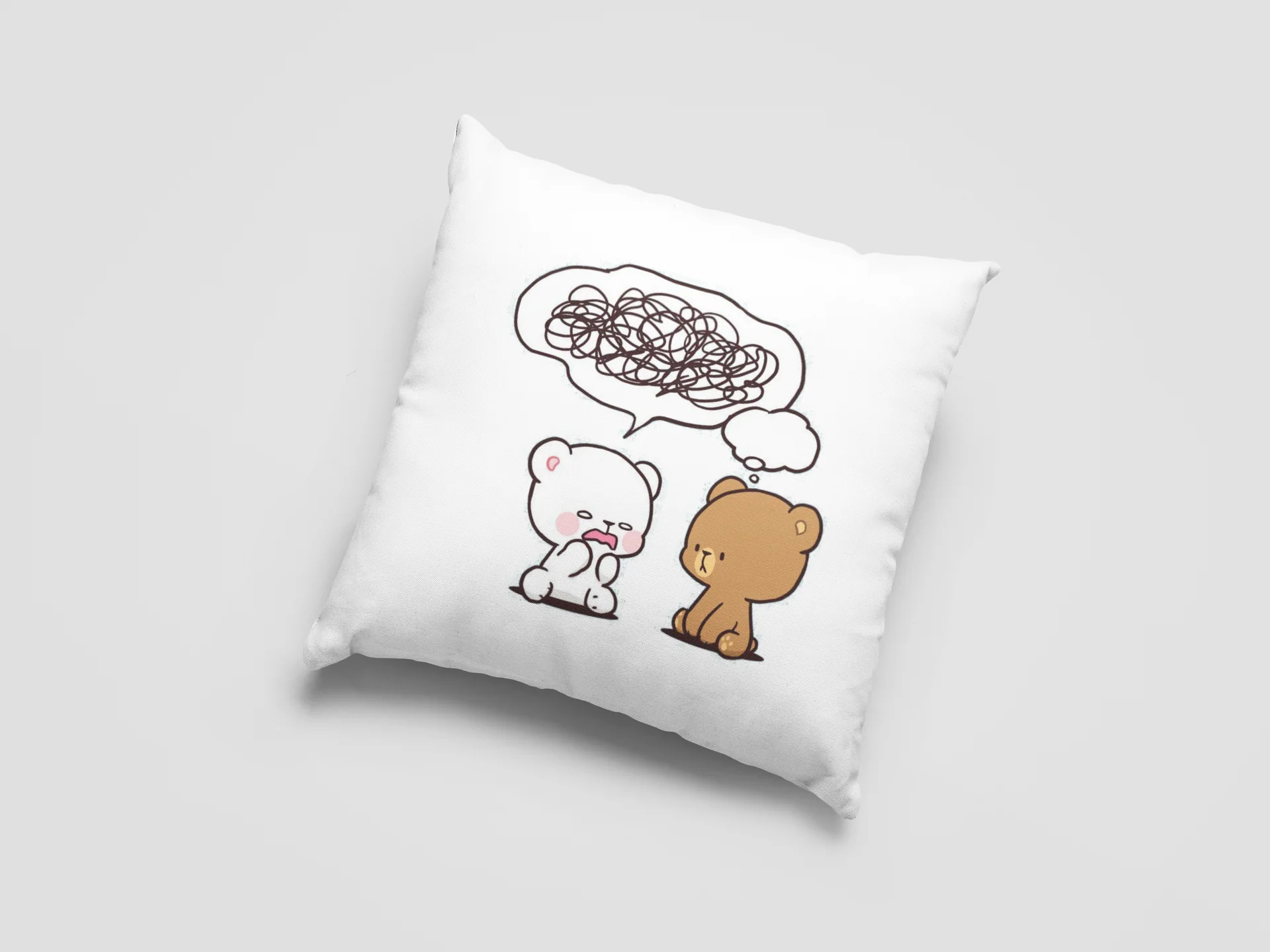 Mocha Bear Printed Cushion
