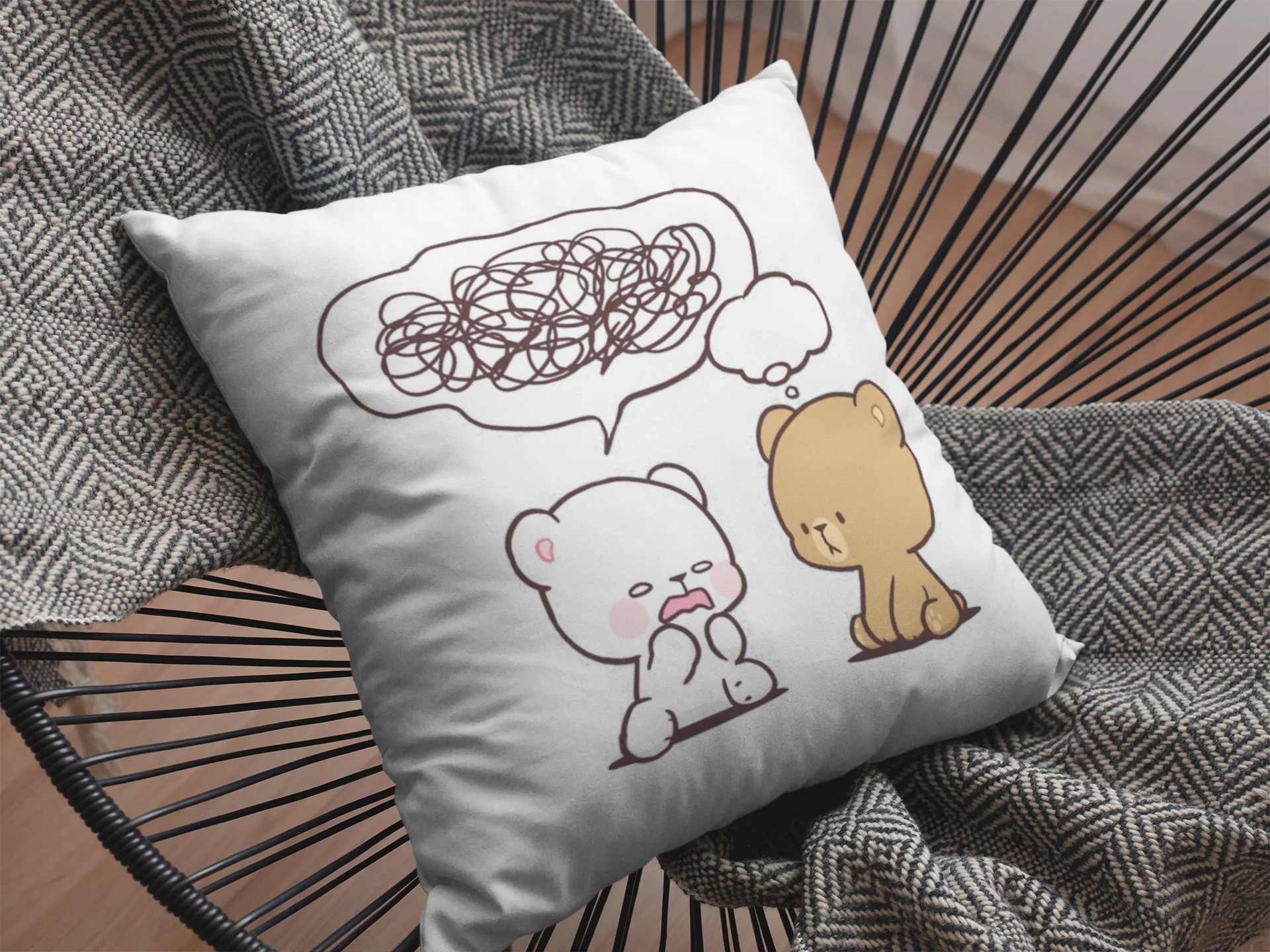 Mocha Bear Printed Cushion - Image 2