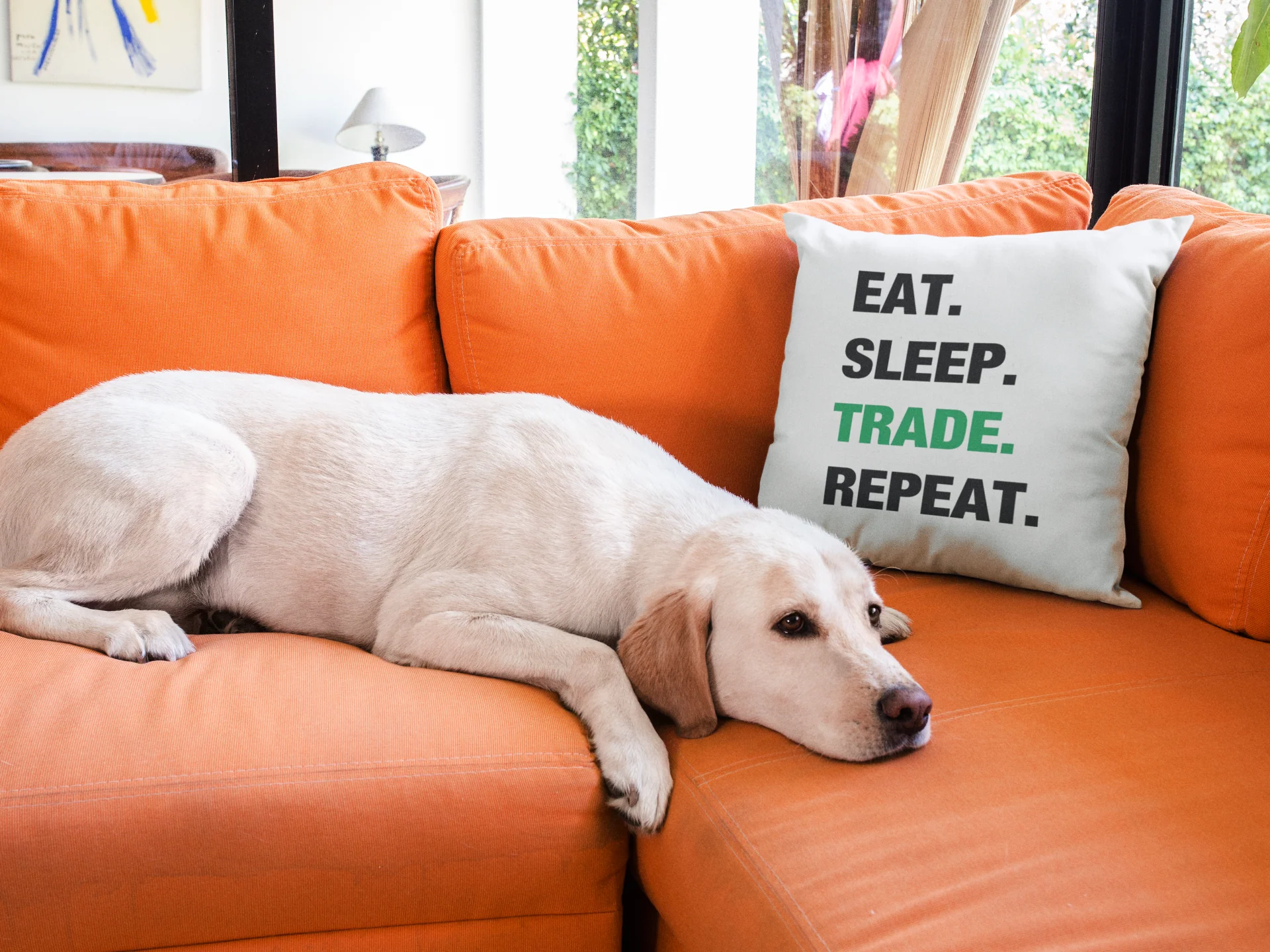 Eat Sleep Trade Repeat Printed Cushion - Image 3
