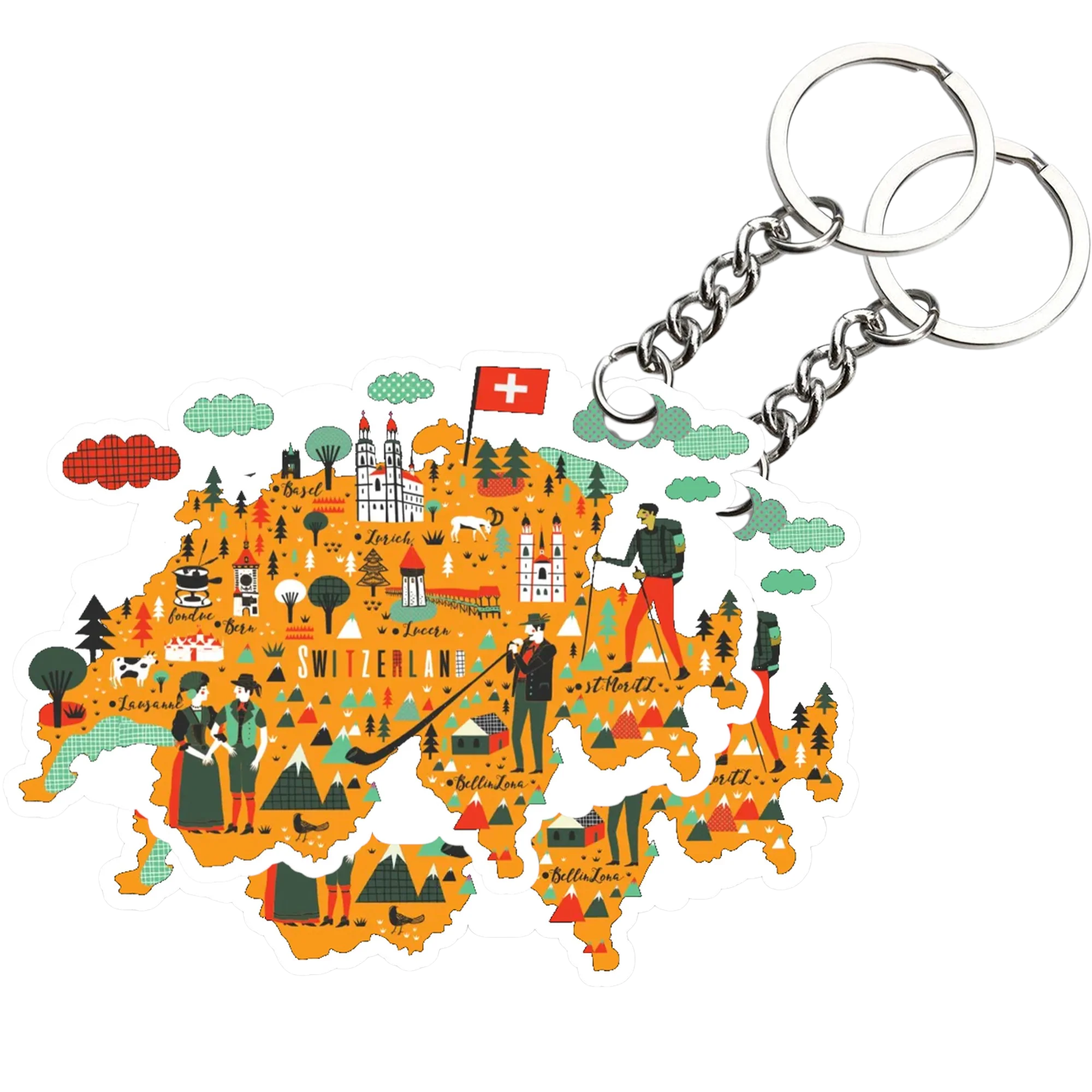 Switzerland City Key chain ( Set of 2 ) - Image 2